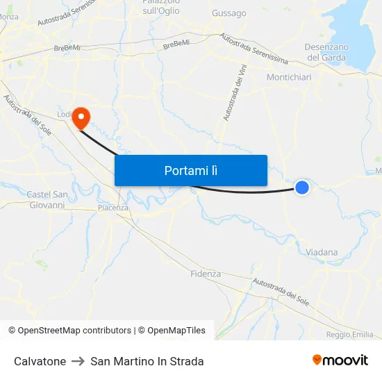 Calvatone to San Martino In Strada map