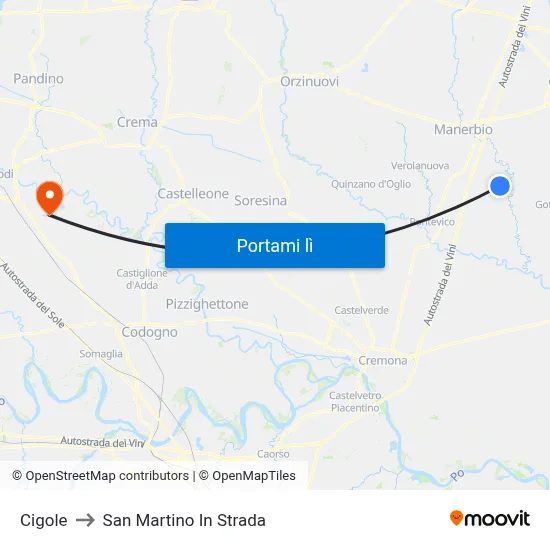 Cigole to San Martino In Strada map