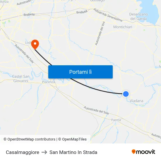 Casalmaggiore to San Martino In Strada map