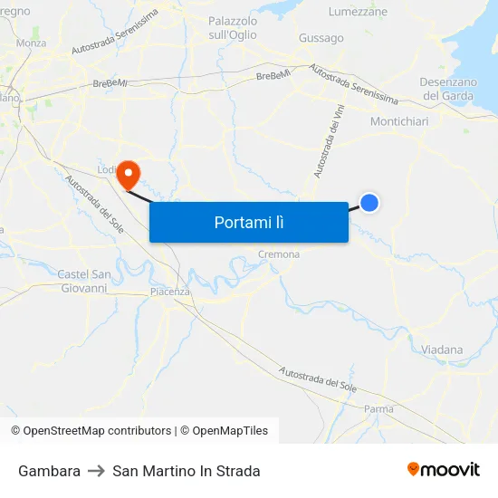 Gambara to San Martino In Strada map