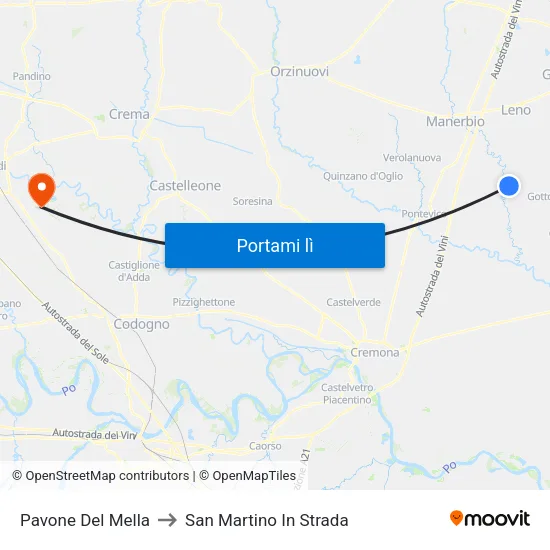 Pavone Del Mella to San Martino In Strada map