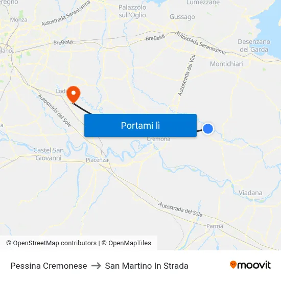 Pessina Cremonese to San Martino In Strada map