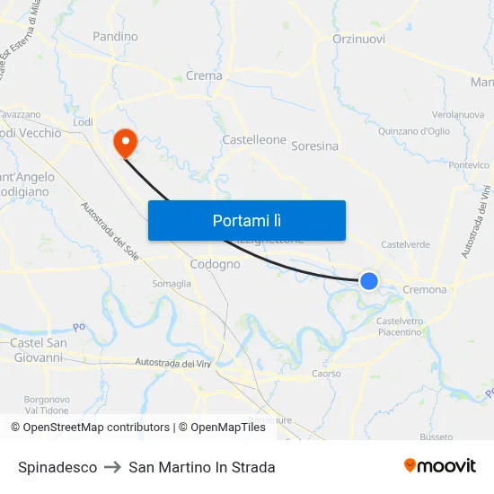 Spinadesco to San Martino In Strada map