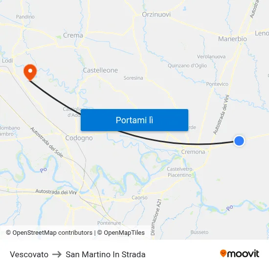 Vescovato to San Martino In Strada map