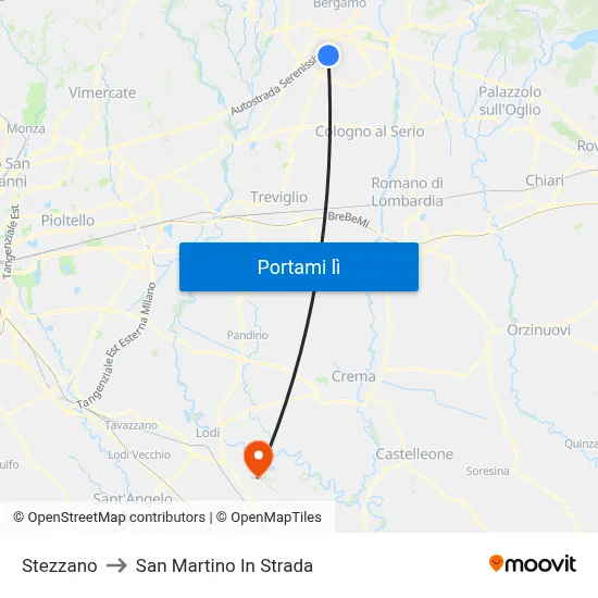 Stezzano to San Martino In Strada map