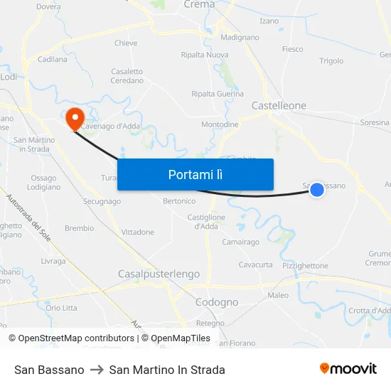 San Bassano to San Martino In Strada map