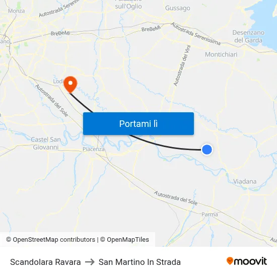 Scandolara Ravara to San Martino In Strada map