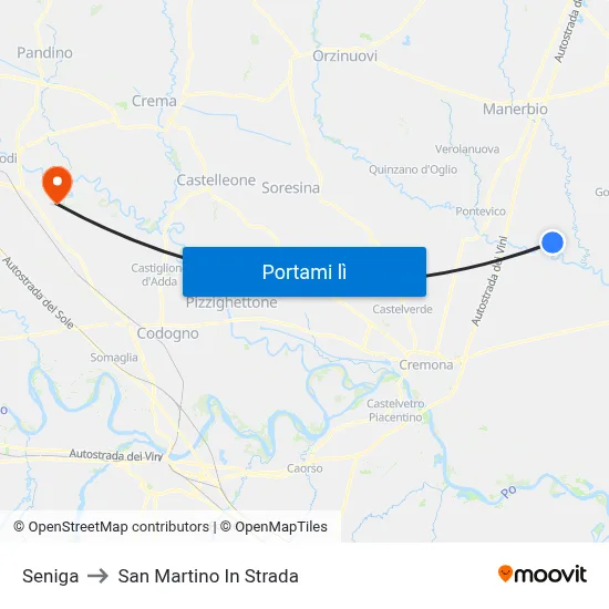 Seniga to San Martino In Strada map