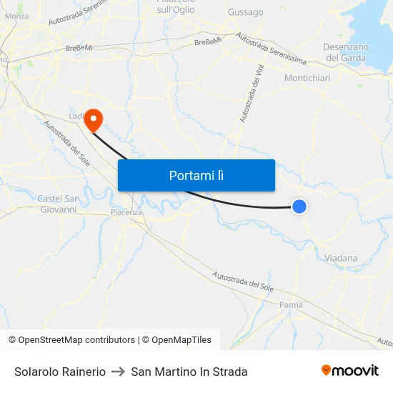 Solarolo Rainerio to San Martino In Strada map