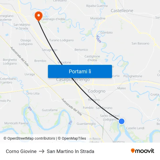 Corno Giovine to San Martino In Strada map