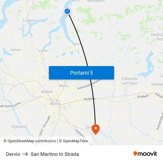 Dervio to San Martino In Strada map