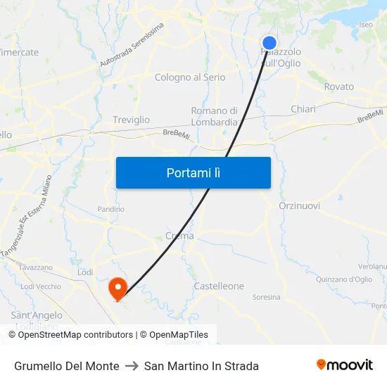 Grumello Del Monte to San Martino In Strada map