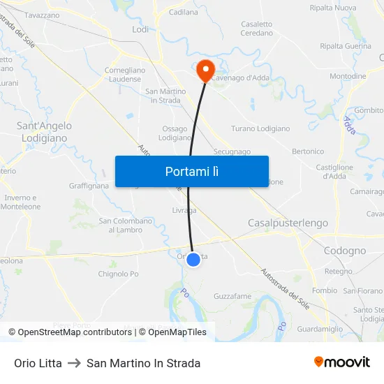Orio Litta to San Martino In Strada map