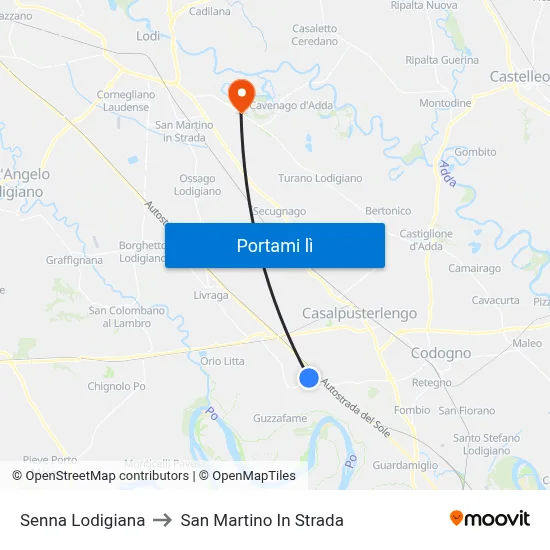 Senna Lodigiana to San Martino In Strada map