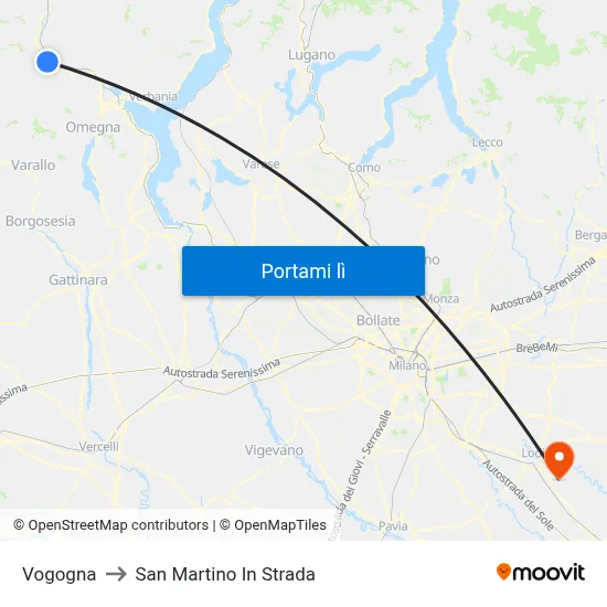 Vogogna to San Martino In Strada map
