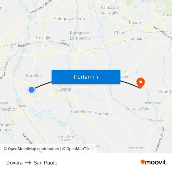 Dovera to San Paolo map