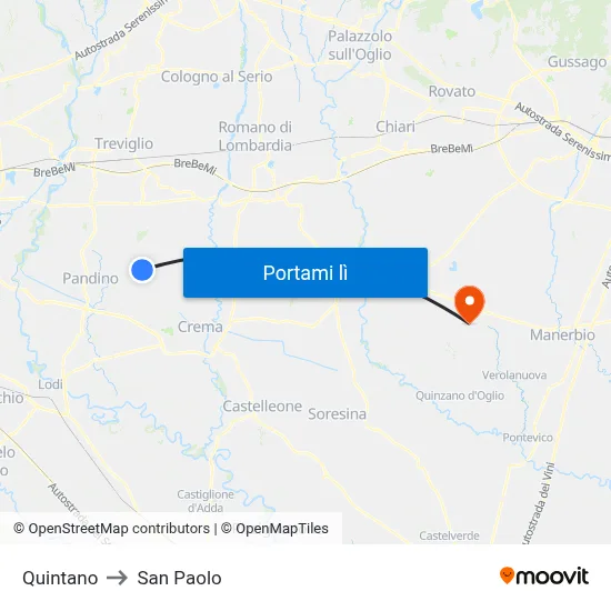 Quintano to San Paolo map