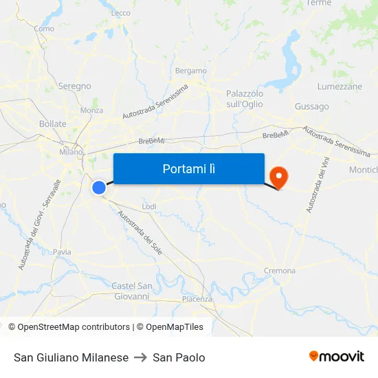 San Giuliano Milanese to San Paolo map