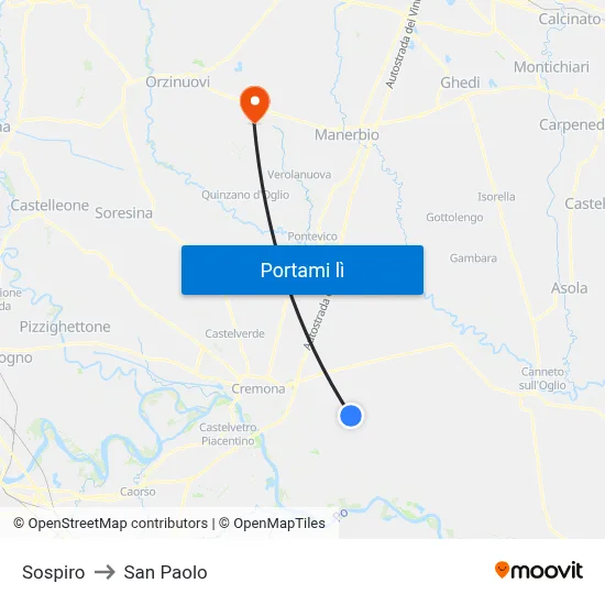 Sospiro to San Paolo map