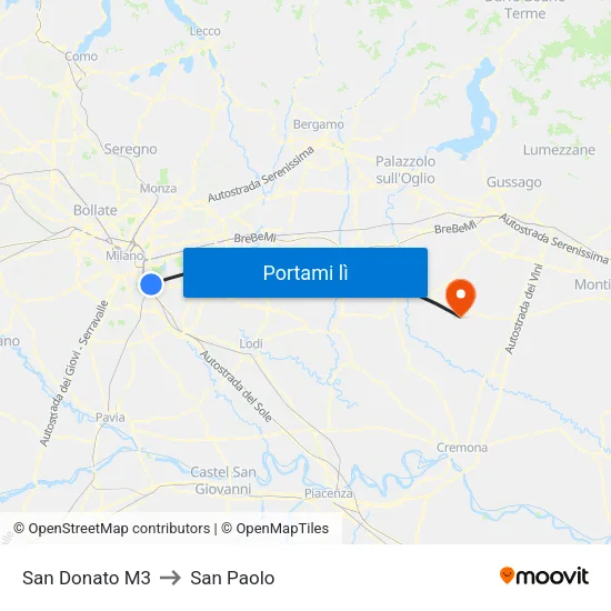 San Donato M3 to San Paolo map
