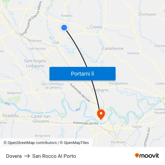 Dovera to San Rocco Al Porto map