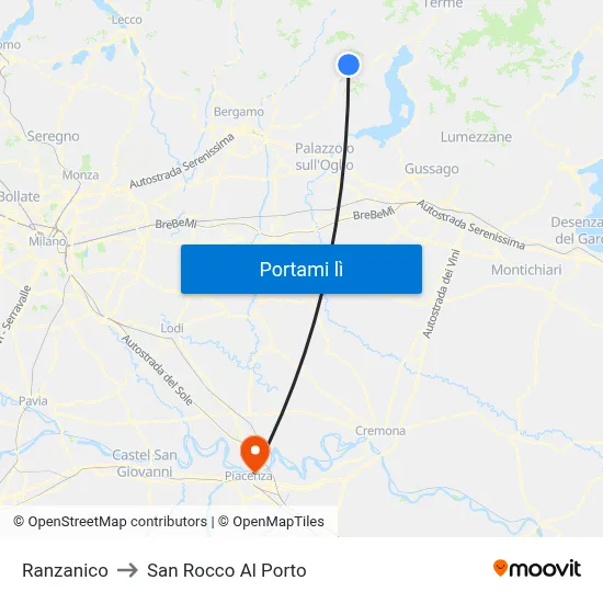 Ranzanico to San Rocco Al Porto map