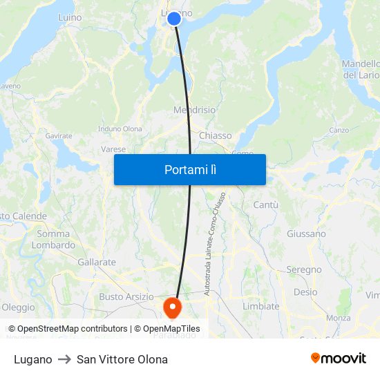 Lugano to San Vittore Olona map