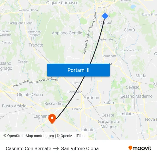 Casnate Con Bernate to San Vittore Olona map