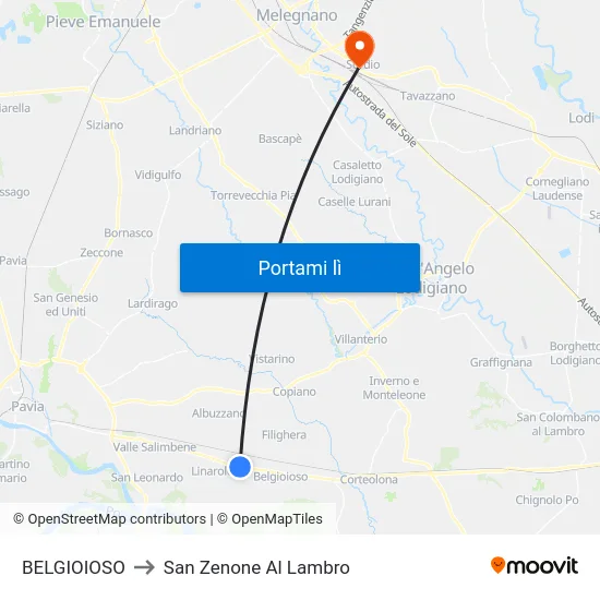 BELGIOIOSO to San Zenone Al Lambro map