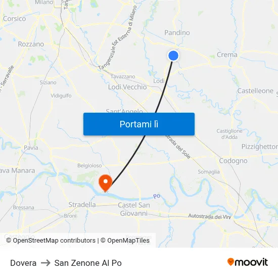 Dovera to San Zenone Al Po map