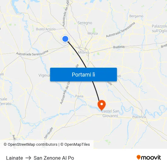 Lainate to San Zenone Al Po map