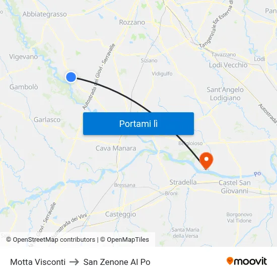 Motta Visconti to San Zenone Al Po map