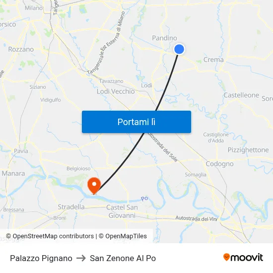 Palazzo Pignano to San Zenone Al Po map