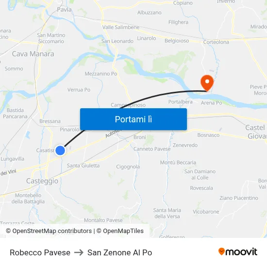 Robecco Pavese to San Zenone Al Po map