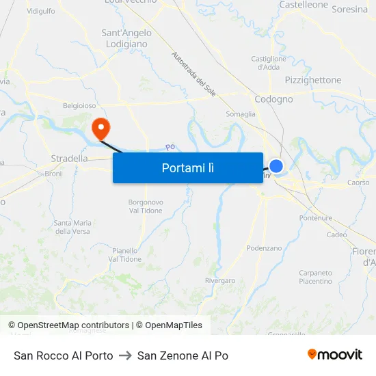 San Rocco Al Porto to San Zenone Al Po map