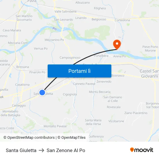 Santa Giuletta to San Zenone Al Po map