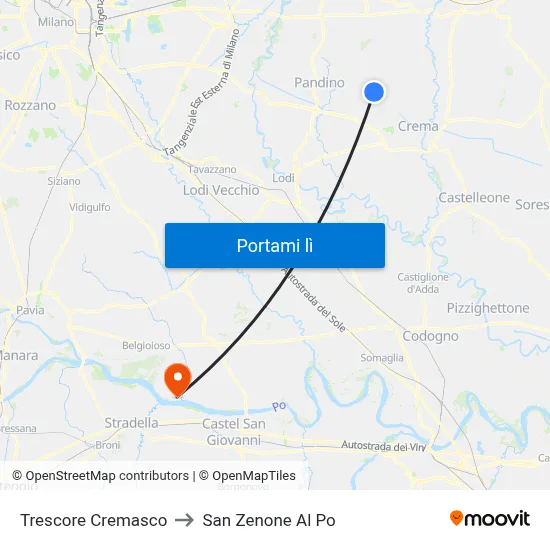 Trescore Cremasco to San Zenone Al Po map