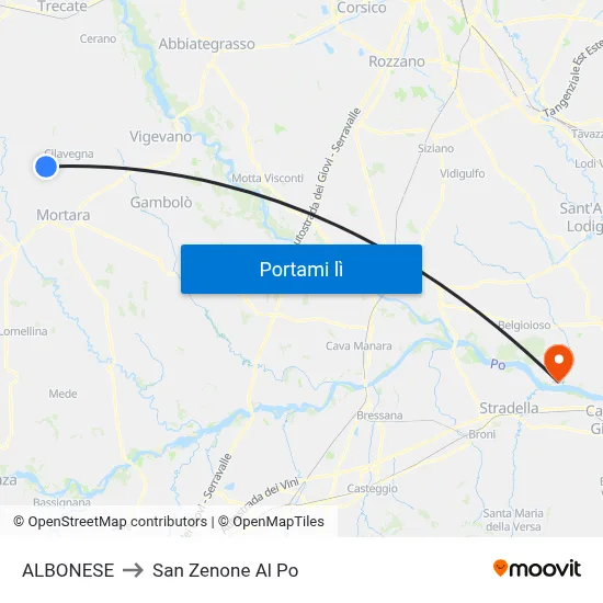 ALBONESE to San Zenone Al Po map