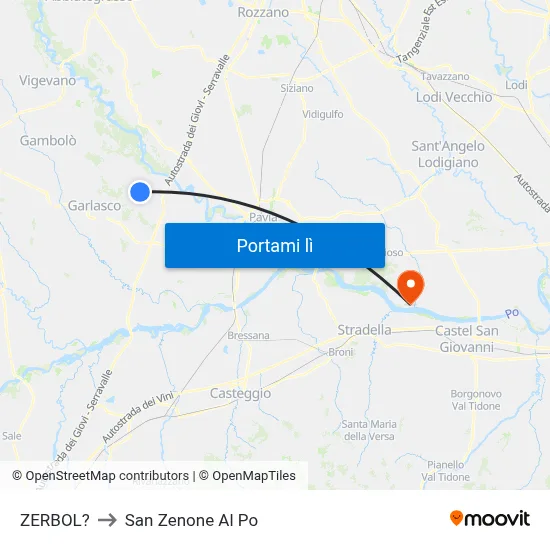 ZERBOL? to San Zenone Al Po map