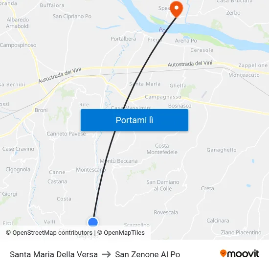 Santa Maria Della Versa to San Zenone Al Po map