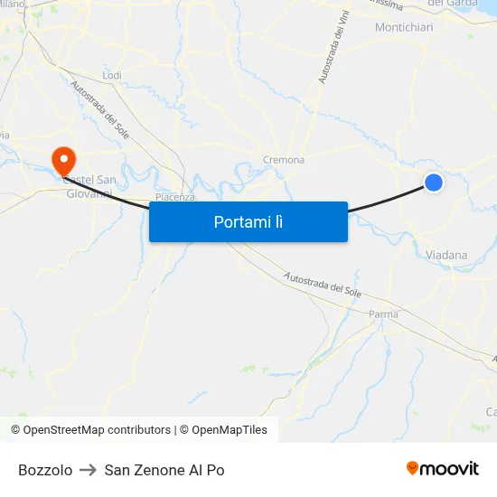 Bozzolo to San Zenone Al Po map