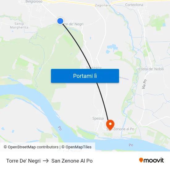 Torre De' Negri to San Zenone Al Po map