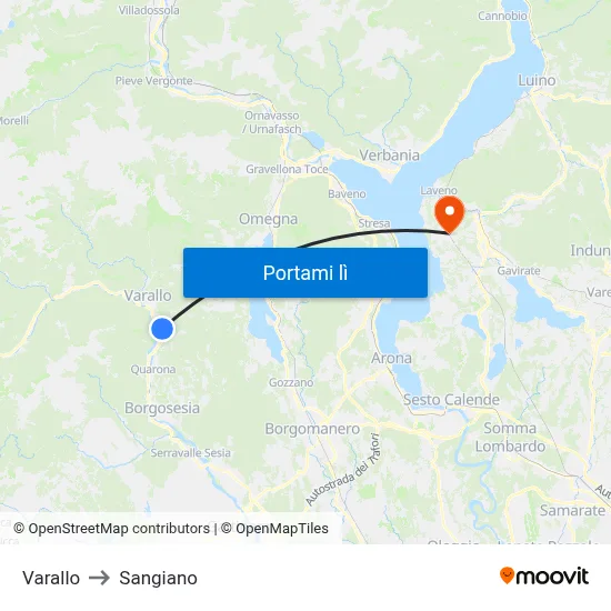 Varallo to Sangiano map