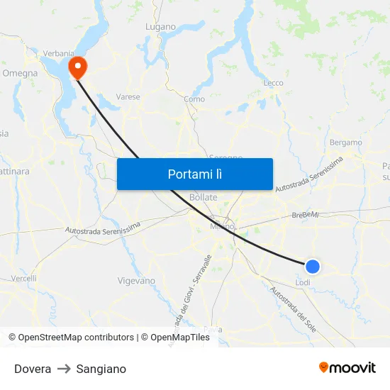 Dovera to Sangiano map