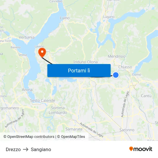 Drezzo to Sangiano map