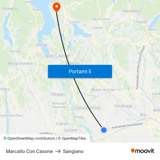 Marcallo Con Casone to Sangiano map