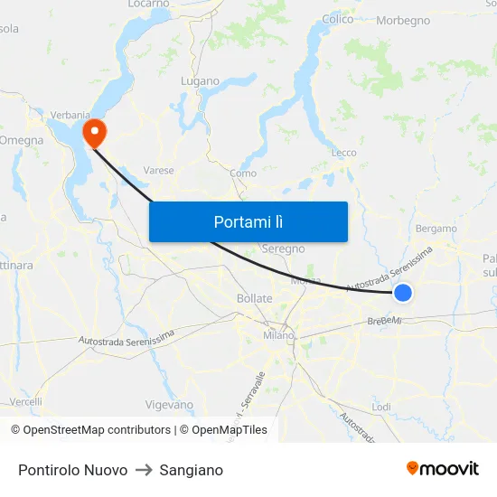 Pontirolo Nuovo to Sangiano map