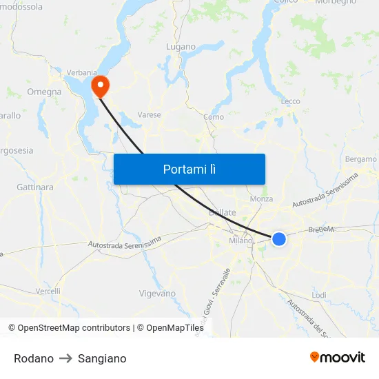 Rodano to Sangiano map