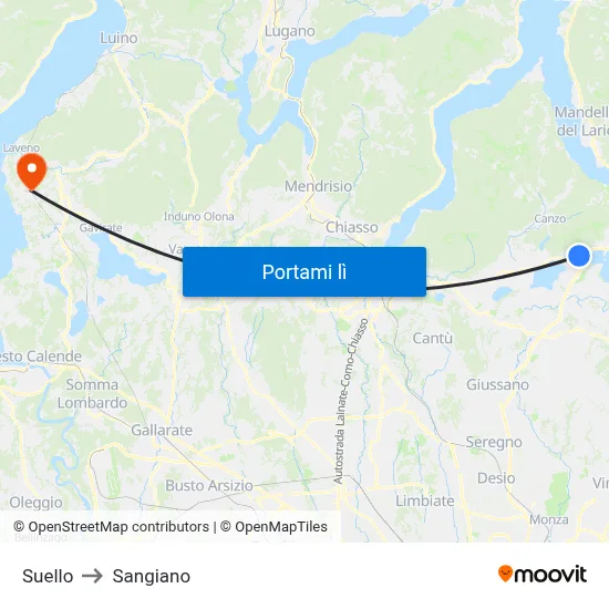 Suello to Sangiano map