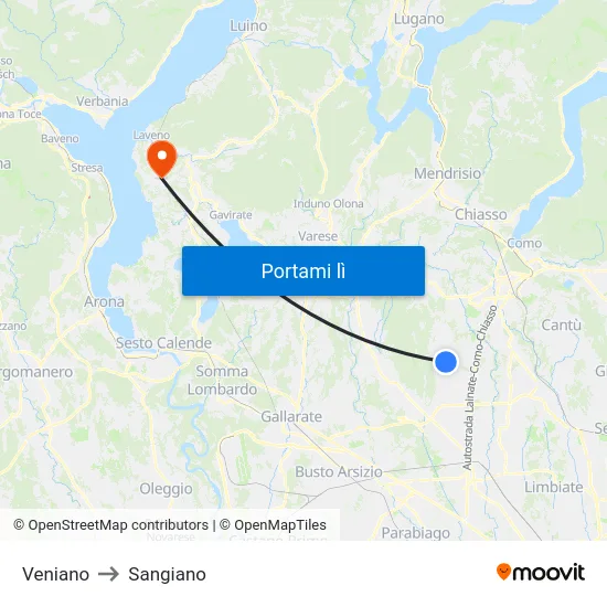 Veniano to Sangiano map